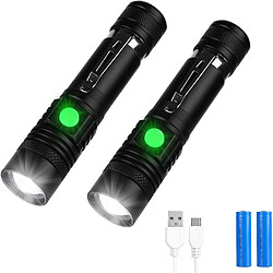 BESTA Lampe Torche, Lampe de Poche 1000Lumens Lampe Torche LED Rechargeable USB, 4 Modes Eclairage, IPX4 Étanche, Lampe de Poche Zoomable pour Camping, Randonnée, D'urgence (2Pack, Batterie Incluse) 