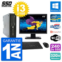 PC HP Z210 SFF Ecran 19" Intel Core i3-2100 RAM 32Go SSD 240Go Windows 10 Wifi - Occasion