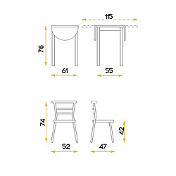 Pegane Ensemble de table à manger extensible et 2 chaises pour cuisine jardin en bois finition chêne