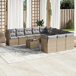 Maison Chic Salon de jardin avec coussins 12 pcs | Ensemble de Table et chaises | Mobilier d'Extérieur beige résine tressée -GKD14440