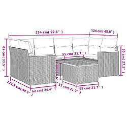 Avis vidaXL Salon de jardin avec coussins 7 pcs gris résine tressée