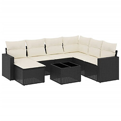 vidaXL Salon de jardin 8 pcs avec coussins noir résine tressée