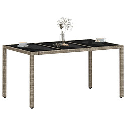 Avis vidaXL Table de jardin dessus en verre gris clair résine tressée