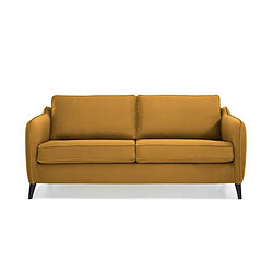 HEXAGONE Canape Convertible 3 places - Velours ocre - Couchage express - L 182 x P 85 x H 97 cm - CLYDE