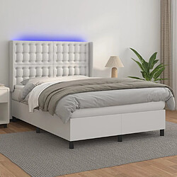 Sommier à lattes et matelas LED,Cadre à lattes de lit pour Adulte Blanc 140x190 cm Similicuir -MN50636