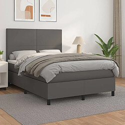 vidaXL Sommier à lattes de lit avec matelas Gris 140x200 cm Similicuir