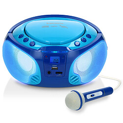 Lenco Radio portable FM et lecteur CD/MP3/USB avec microphone et effets lumineux SCD-650BU Bleu 