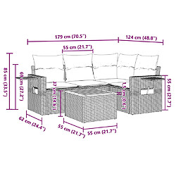 Acheter vidaXL Salon de jardin 5 pcs avec coussins gris résine tressée