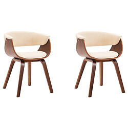 Maison Chic Lot de 2 Chaises à manger,Chaise pour cuisine,Solide Structure crème bois courbé et similicuir -MN53458