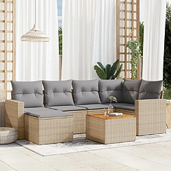 vidaXL Salon de jardin avec coussins 7pcs mélange beige résine tressée