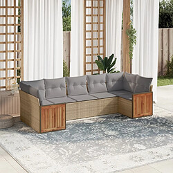 vidaXL Salon de jardin avec coussins 7 pcs beige résine tressée 