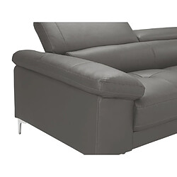 Vente-Unique Canapé 3 places en cuir gris anthracite SOLANGE pas cher