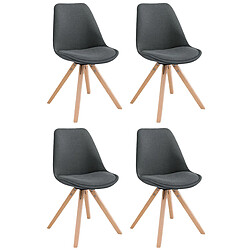 Decoshop26 Lot de 4 chaises de salle à manger design scandinave en tissu gris foncé et pieds en bois clair forme carré 10_0003203 