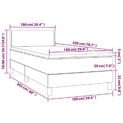 Acheter vidaXL Sommier à lattes de lit avec matelas Gris foncé 100x200cm Tissu