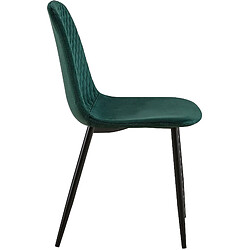 Avis Decoshop26 Chaise de salle à manger x1 coutures décoratives losanges assise en velours vert pieds métal noir mat 10_0002246