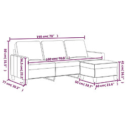 Acheter vidaXL Canapé à 3 places avec repose-pieds Noir 180 cm Similicuir