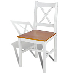 Avis Maison Chic Lot de 4 Chaises à manger,Chaise pour cuisine blanc bois de pin -MN78136