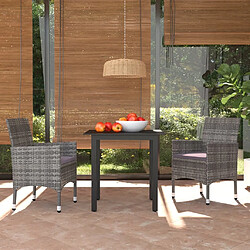 Maison Chic Ensemble à manger d'extérieur 3 pcs avec coussins,Salon de jardin,Mobilier de jardin Résine tressée Gris -GKD620516