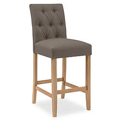 Lot de 2 chaises de bar en bois Gaya tissu Taupe - H65cm