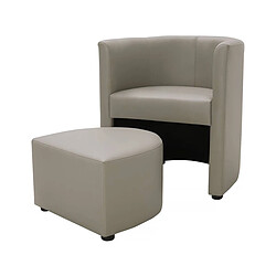 Avis Habitat Et Jardin Fauteuil + pouf Basma - 64 x 58 x 70 cm - Gris clair