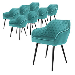 ML-Design Lot de 8x chaises de salle à manger rembourrée en velours fauteuils pétrole 