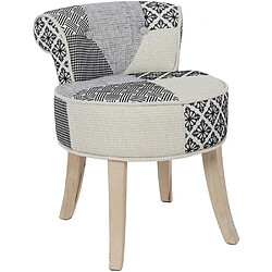 The Home Deco Factory Tabouret bas patchwork Eleonor gris.