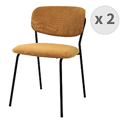 Moloo CLARA-Chaise en tissu côtelé Ocre et métal noir mat (x2)