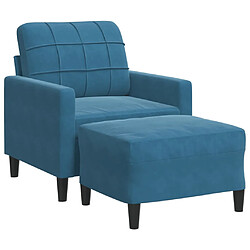 vidaXL Fauteuil avec repose-pied Bleu 60 cm Velours