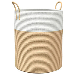 vidaXL Panier de rangement beige et blanc Ø38x46 cm coton