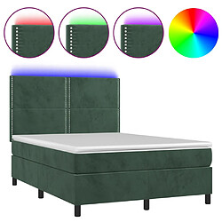 vidaXL Sommier à lattes de lit matelas et LED Vert foncé 140x190 cm