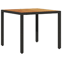 vidaXL Table de jardin et dessus en bois d'acacia noir résine tressée