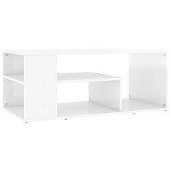 vidaXL Table basse blanc brillant 100x50x40 cm bois d'ingénierie