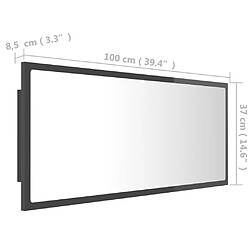 vidaXL Miroir LED salle de bain Gris brillant 100x8,5x37 cm Acrylique pas cher