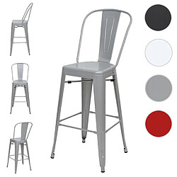 Mendler 4x tabouret de bar HWC-A73, chaise de comptoir avec dossier, métal, design industriel ~ gris