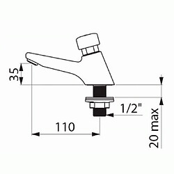 robinet de lavabo tempostop - 15 x 21 - sans écrou - delabie 745100