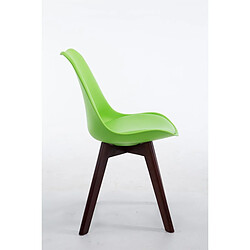 Avis Decoshop26 Chaise de salle à manger x1 design scandinave en PVC et plastique vert et piètement à 4 pieds en bois marron 10_0003295