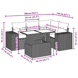 Acheter vidaXL Salon de jardin 5 pcs avec coussins noir résine tressée