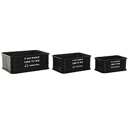 Pegane Set de 3 boîtes rectangulaires en métal coloris noir, blanc 