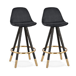 Mes Lot de 2 chaises de bar H65 cm noir pieds noirs et dorés - CIRCOS 