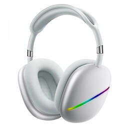 Universal Casque Bluetooth sans fil sur-auriculaire blanc avec fil lumineux 