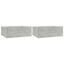 vidaXL Tables de chevet flottantes 2 pcs Gris béton Bois d'ingénierie