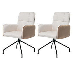 ComfortXL Fauteuil En Velours, Ensemble De 2 Chaises Assorties, Chaise De Salle À Manger, Beige 