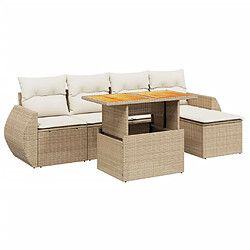 vidaXL Salon de jardin avec coussins 6 pcs beige résine tressée