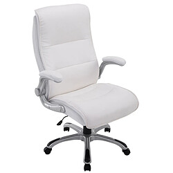 Decoshop26 Fauteuil de bureau sur roulettes confortable hauteur réglable en PVC blanc et plastique 10_0002407