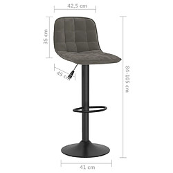 vidaXL Tabouret de bar Gris foncé Velours pas cher