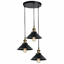 Goeco Lustre Industriel Vintage 3 Lumiere Suspension Industrielle Design Vintage Industriel Lustre Plafond Industriel E27, Max 60W, Ø220MM, avec 100NM un Câble Réglable pour Café Cuisine Restaurant