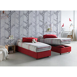 Autrement Talamo Italia Lit simple Silvia avec conteneur, Made in Italy, en tissu amovible, 80x200 cm, avec ouverture frontale, Rouge, avec matelas inclus. 