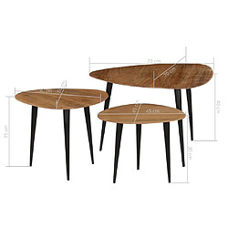 vidaXL Tables basses 3 pcs Bois d'acacia massif pas cher