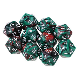 10pcs / set 20 faces d20 dés pour les donjons de jeu trpg u0026 dragons café vert