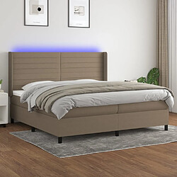 vidaXL Sommier à lattes de lit matelas et LED Taupe 200x200 cm Tissu 